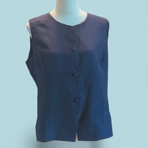 Casly Lamiit Women's L Blue Business Suit Casual Vest Collarless Short Waistcoat